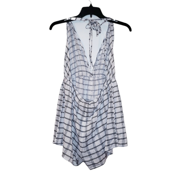 NWT Asos Crinkled Halter Mono Check Print Romper - Picture 4 of 8
